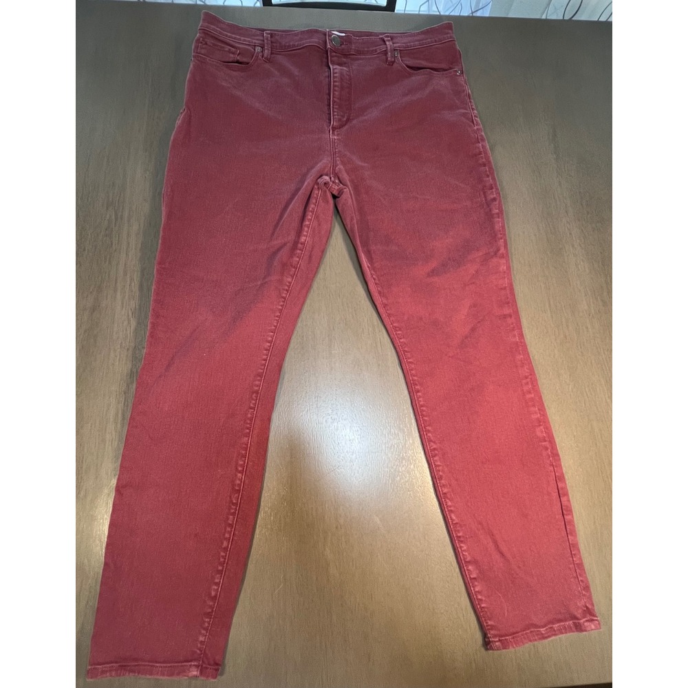 Ann Taylor LOFT Modern High Waist Skinny Ankle Jeans Burgundy Red Size 14 32